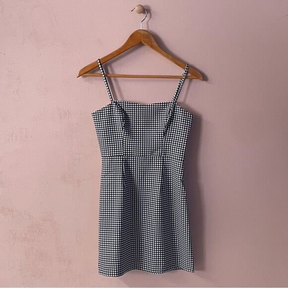 French Connection NWT Summer Whisper Black & White Gingham Mini Dress Size 0 - Picture 1 of 13